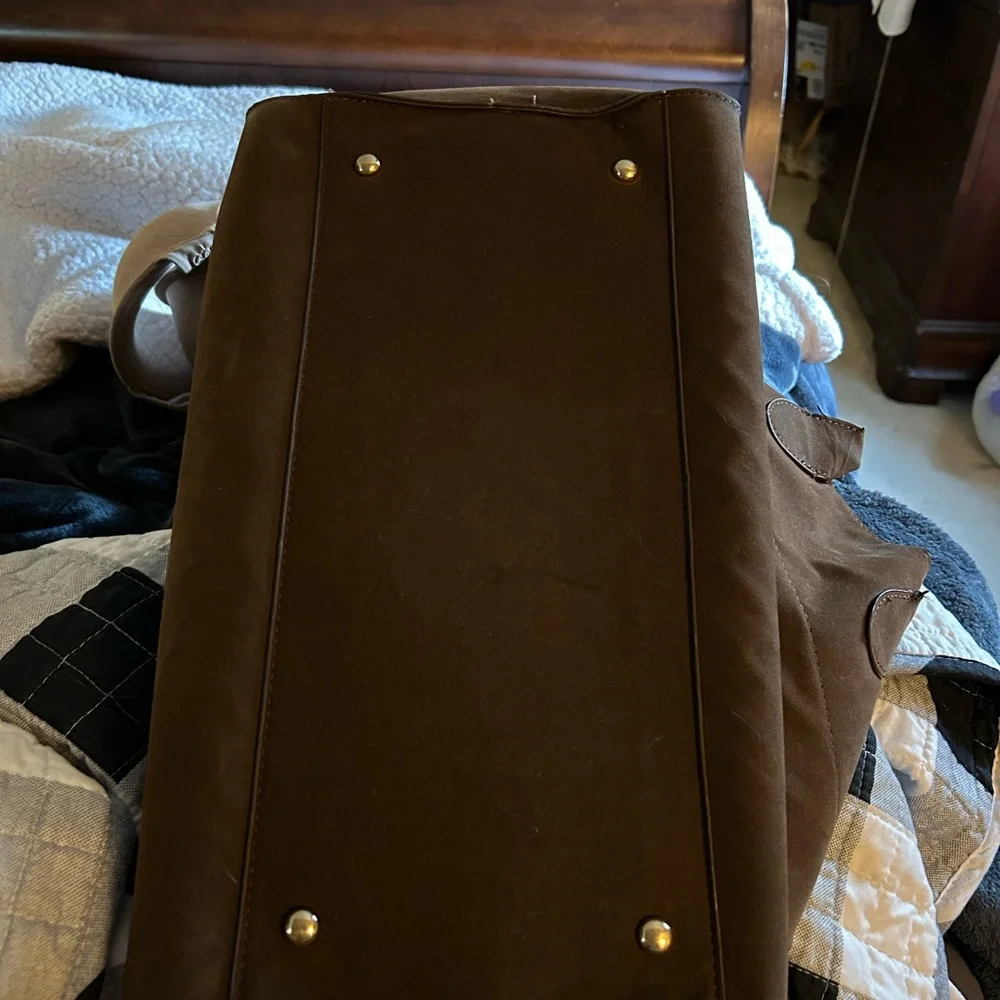 Brown Suede Satchel Bag - Picture 6 of 16